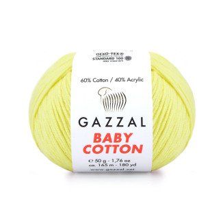 Gazzal Baby Cotton 3413 Açık Sarı El Örgü İpi