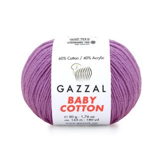 Gazzal Baby Cotton 3414 Lila El Örgü İpi