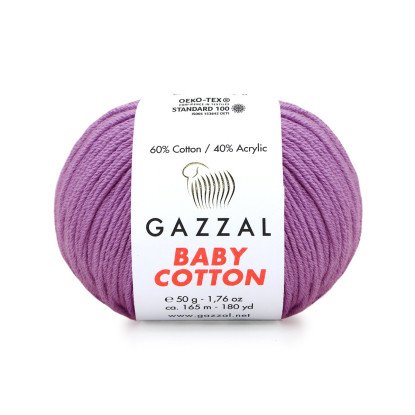 Gazzal Baby Cotton 3414 Lila El Örgü İpi