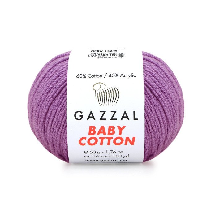 Gazzal Baby Cotton 3414 Lila El Örgü İpi