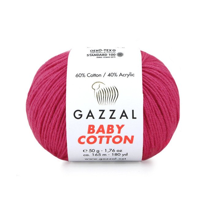 Gazzal Baby Cotton 3415 Fuşya El Örgü İpi