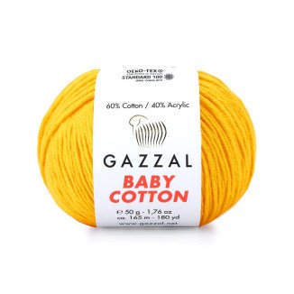 Gazzal Baby Cotton 3417 Sarı El Örgü İpi