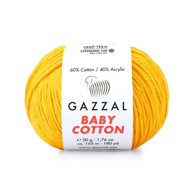 Gazzal Baby Cotton 3417 Sarı El Örgü İpi