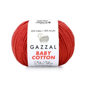 Gazzal Baby Cotton 3418 Kırmızı El Örgü İpi