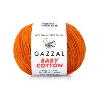 Gazzal Baby Cotton 3419 Turuncu El Örgü İpi