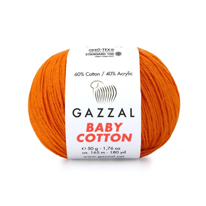 Gazzal Baby Cotton 3419 Turuncu El Örgü İpi