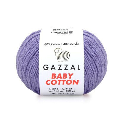 Gazzal Baby Cotton 3420 Lila El Örgü İpi