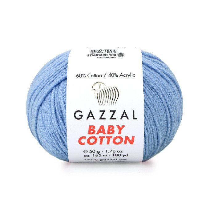 Gazzal Baby Cotton 3423 Açık Mavi El Örgü İpi