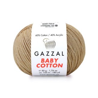 Gazzal Baby Cotton 3424 Koyu Bej El Örgü İpi