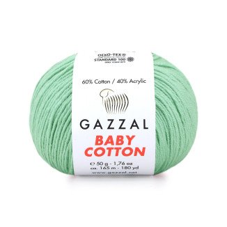 Gazzal Baby Cotton 3425 Su Yeşili El Örgü İpi