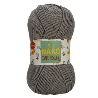Nako Elit Baby 10342 Orta Gri Beyaz El Örgü İpi