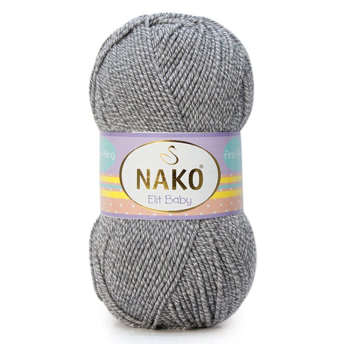 Nako Elit Baby 21353 Gri-Beyaz Muline El Örgü İpi